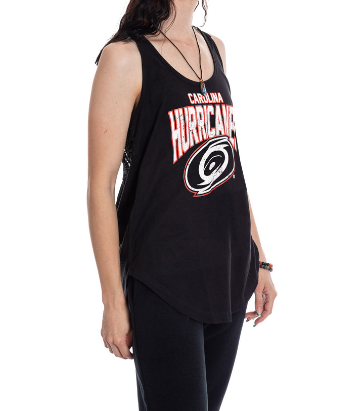 Carolina Hurricanes Ladies "Distressed" Lace Flowy Tank Top