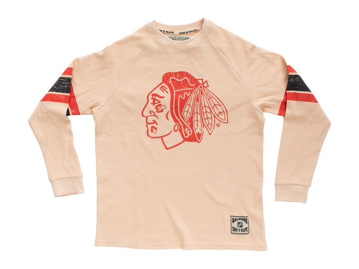 Official Licensed NHL Chicago Blackhawks Long Sleeve Waffle Crewneck