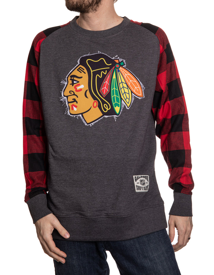 Licensed NHL Chicago Blackhawks Buffalo Plaid sweatshirt