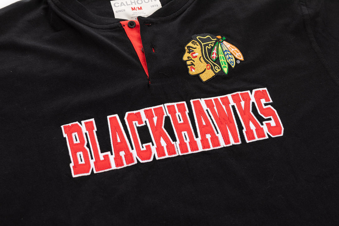 Official Licensed NHL Chicago Blackhawks Long Sleeve Henley -Presale