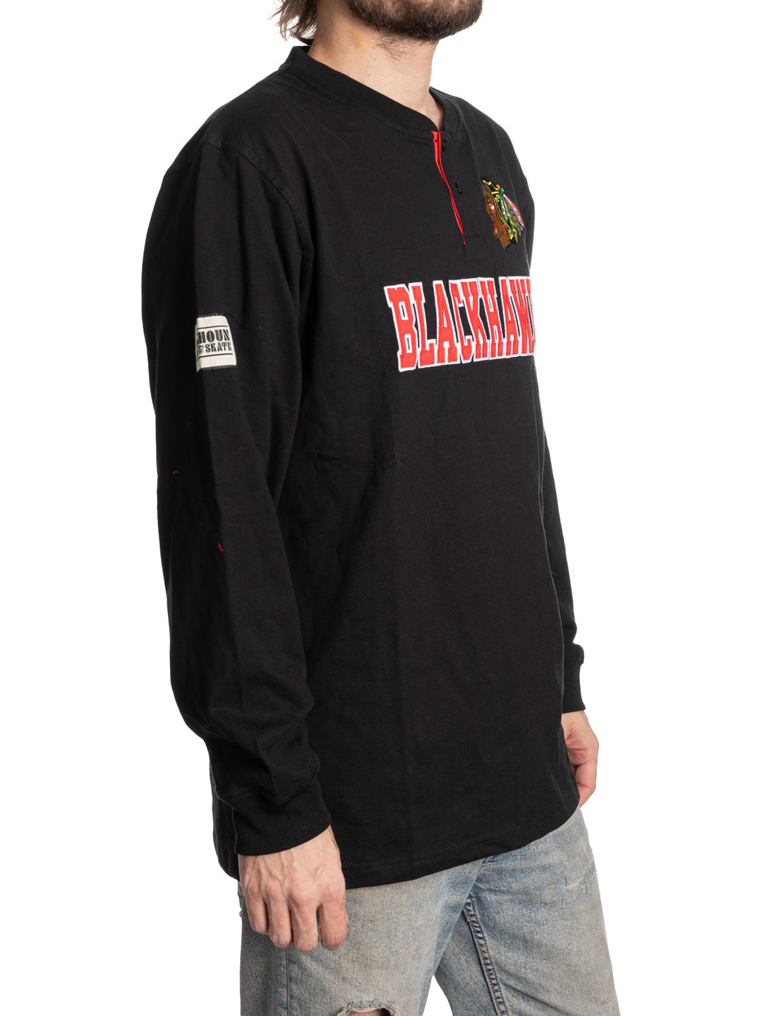 Official Licensed NHL Chicago Blackhawks Long Sleeve Henley -Presale