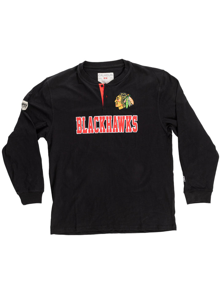 Official Licensed NHL Chicago Blackhawks Long Sleeve Henley -Presale