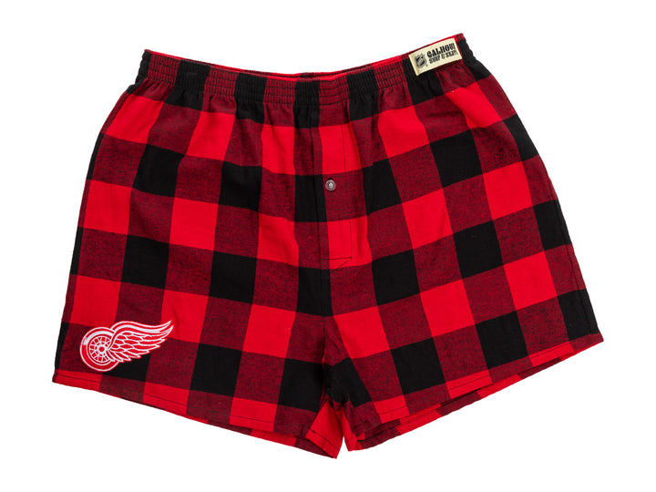 NHL Licensed Detroit Red Wings Buffalo Plaid Flannel Boxers -2 pack