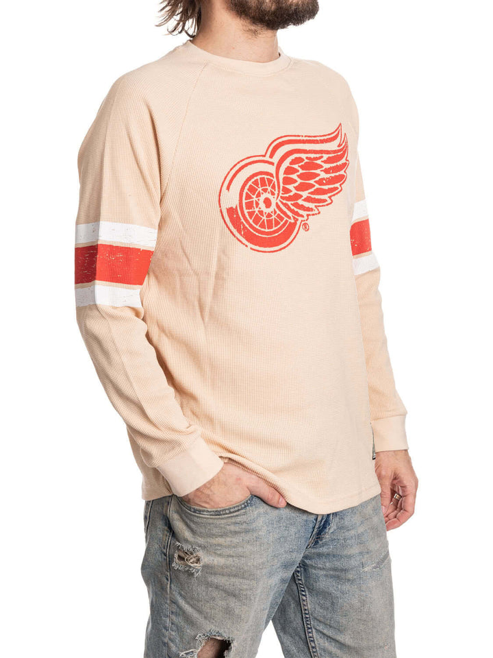 Official Licensed NHL Detroit Red Wings Long Sleeve Waffle Crewneck