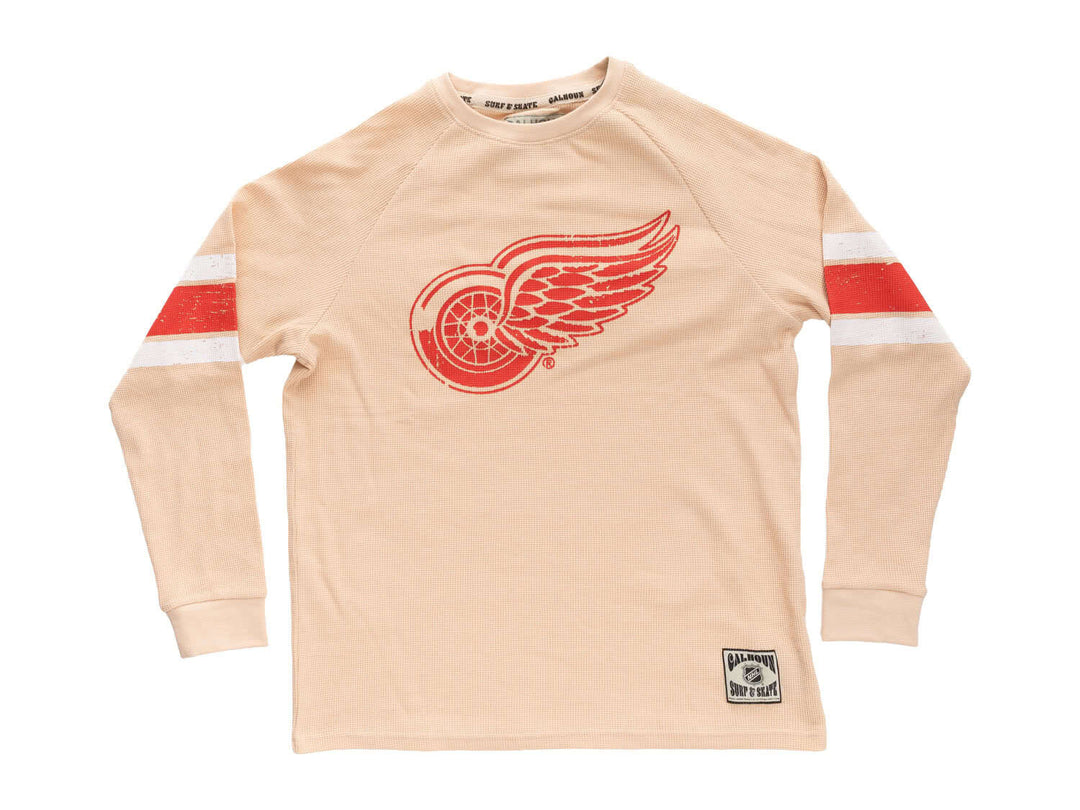 Official Licensed NHL Detroit Red Wings Long Sleeve Waffle Crewneck