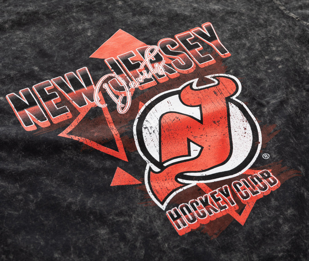 Retro New Jersey Devils Oversized Drop Shoulder Vintage Crewneck Short Sleeve T-Shirt