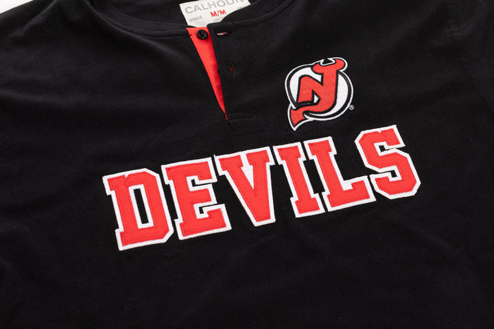 Official Licensed NHL New Jersey Devils Long Sleeve Henley - Presale