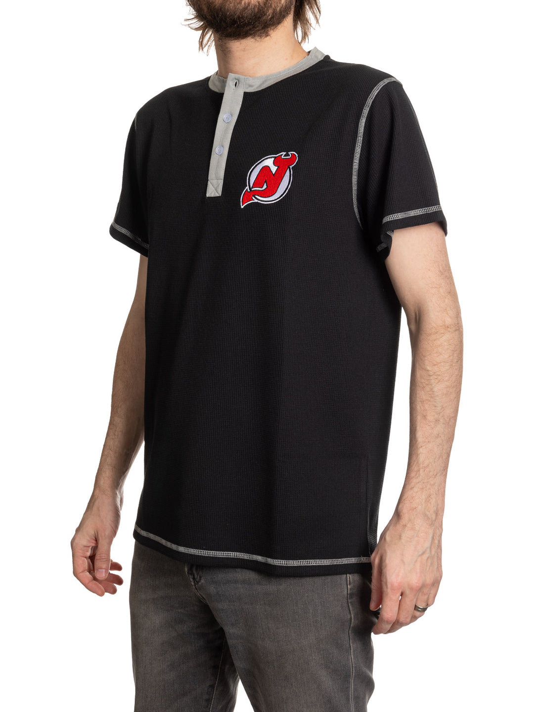 New Jersey Devils Waffle Henley Shirt