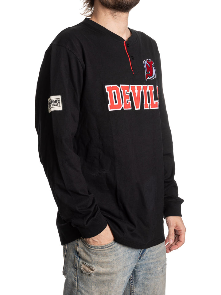 Official Licensed NHL New Jersey Devils Long Sleeve Henley - Presale
