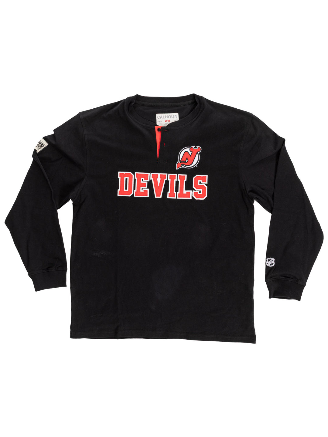 Official Licensed NHL New Jersey Devils Long Sleeve Henley - Presale