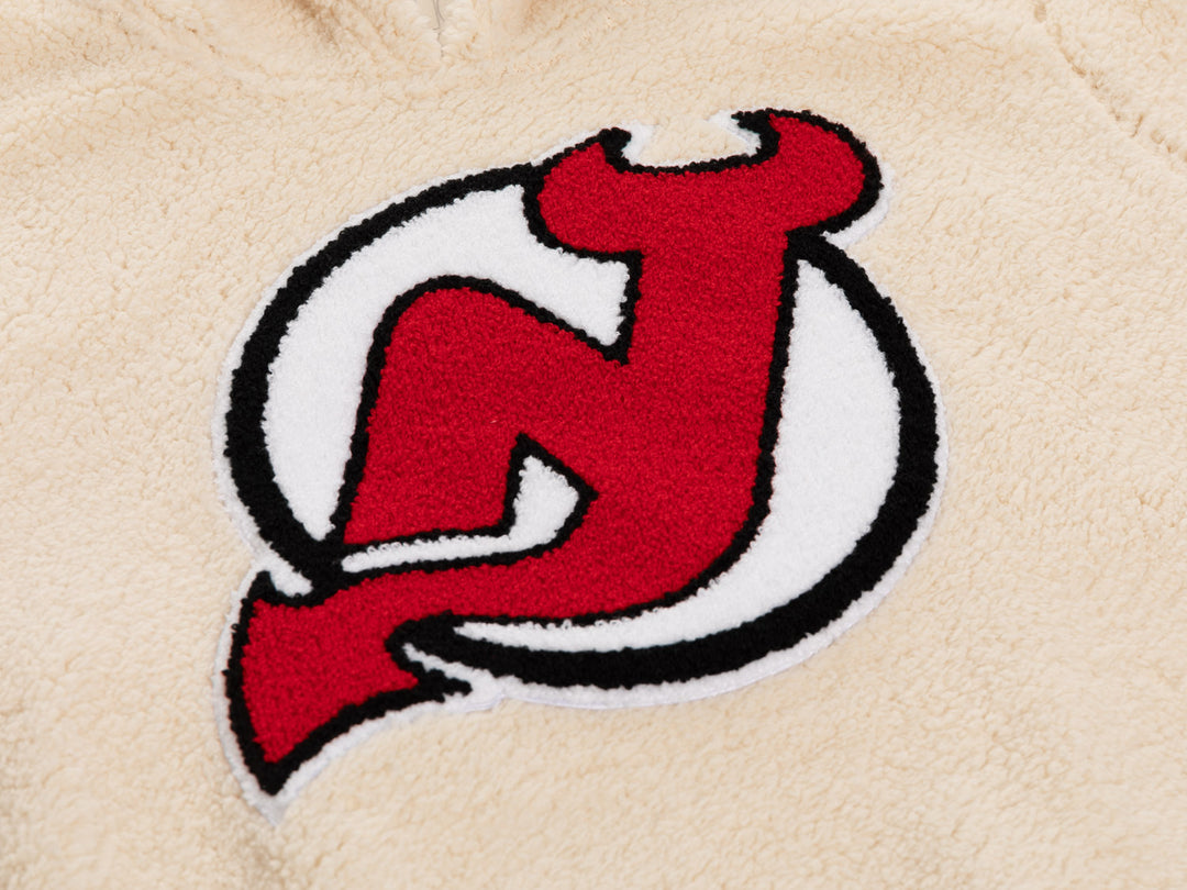 New Jersey Devils Ladies Sherpa Hoodie with Premium Chenille Logo