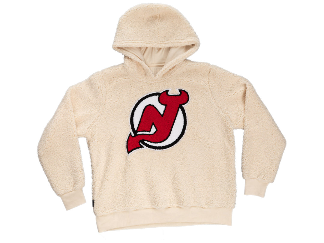 New Jersey Devils Ladies Sherpa Hoodie with Premium Chenille Logo