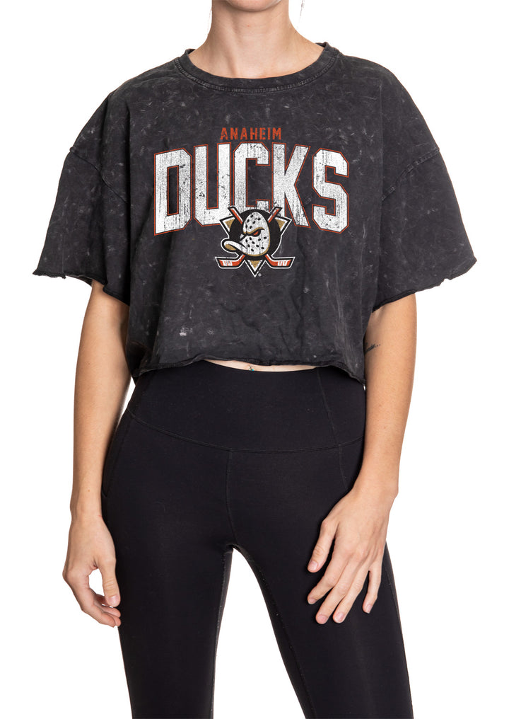 Anaheim Ducks Acid Wash Crop Top