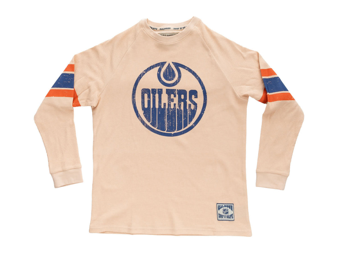 Official Licensed NHL Edmonton Oilers Long Sleeve Waffle Crewneck