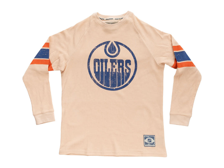 Official Licensed NHL Edmonton Oilers Long Sleeve Waffle Crewneck