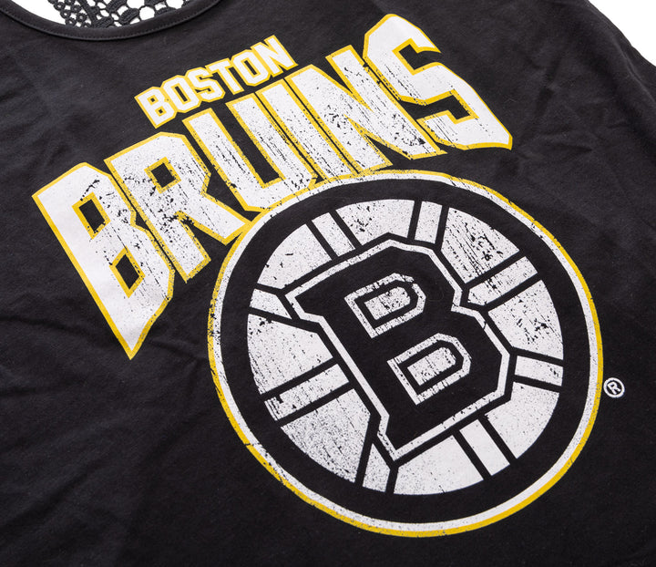 Boston Bruins Ladies "Distressed" Lace Flowy Tank Top