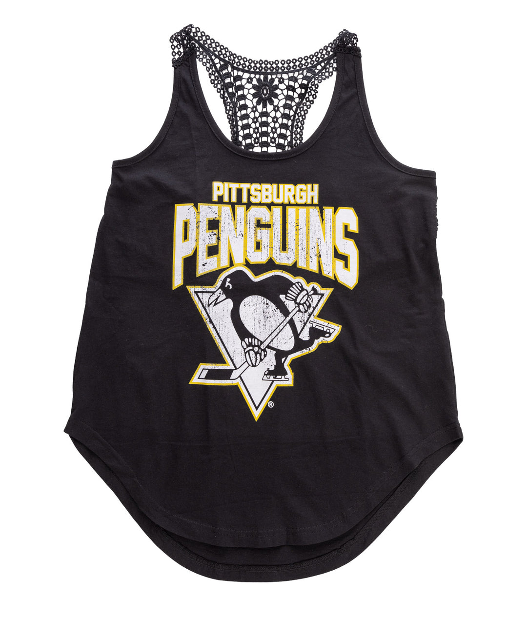 Pittsburgh Penguins Ladies "Distressed" Lace Flowy Tank Top