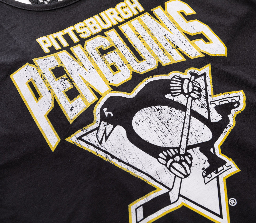 Pittsburgh Penguins Ladies "Distressed" Lace Flowy Tank Top
