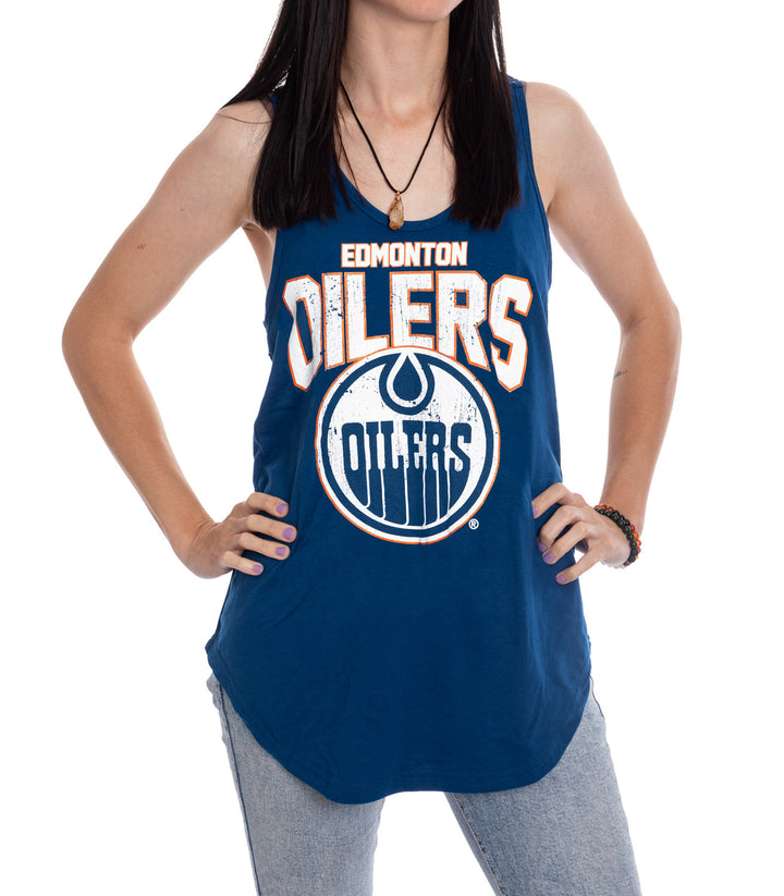 Edmonton Oilers Ladies "Distressed" Lace Flowy Tank Top