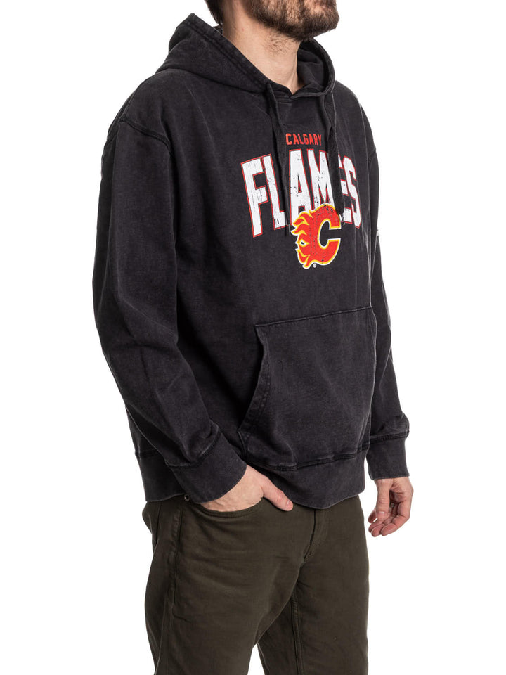Official NHL licensed Calgary Flames Unisex Acid Wash Hoodie