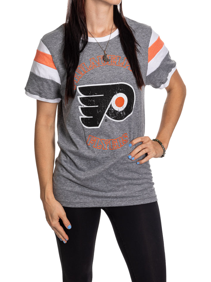 Philadelphia Flyers Ladies Loose Fit Varsity Style Retro Lounge T-Shirt