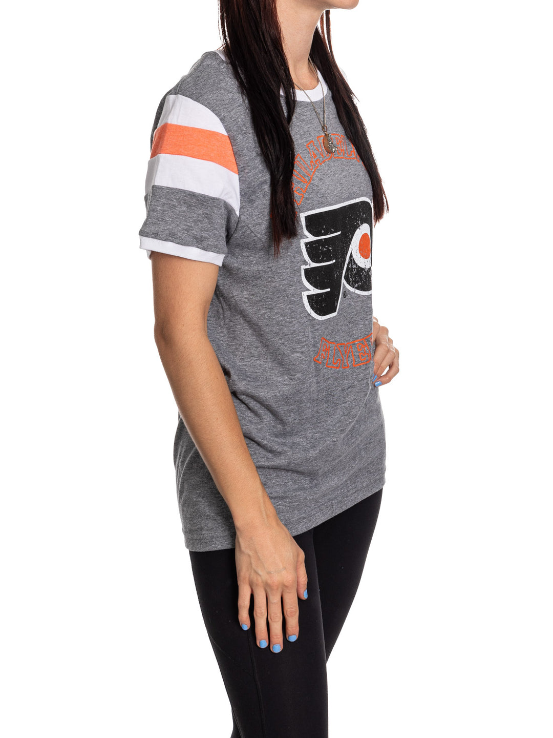 Philadelphia Flyers Ladies Loose Fit Varsity Style Retro Lounge T-Shirt