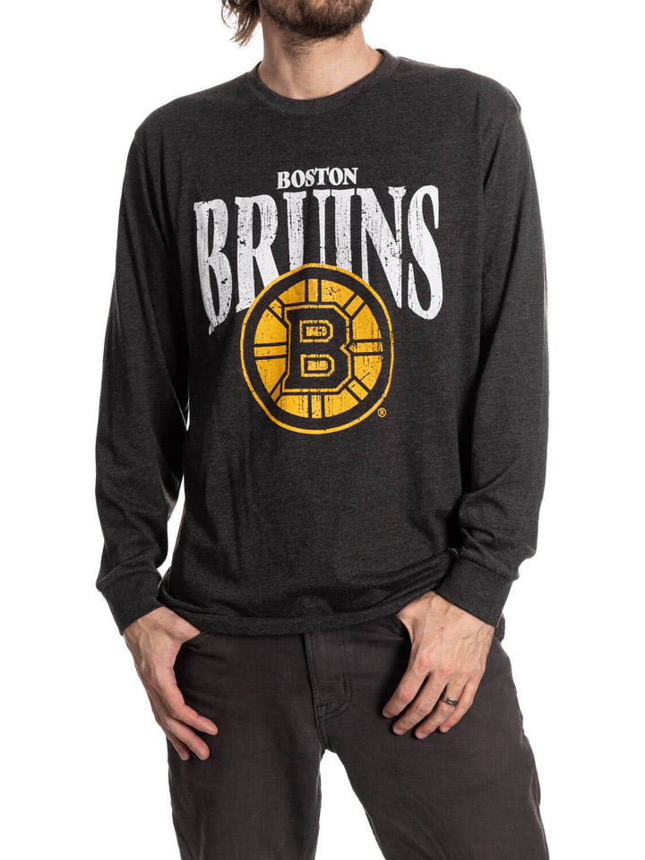 Official NHL Licensed Boston Bruins Vintage Wash Long Sleeve Shirt