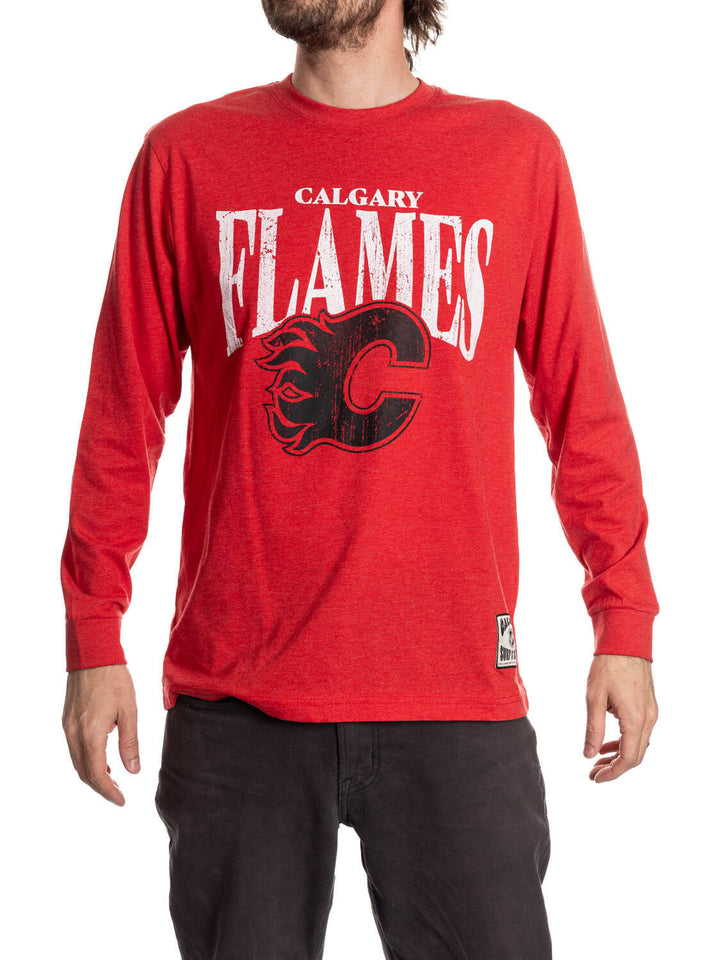Official NHL Licensed Calgary Flames Vintage Wash Long Sleeve Shirt