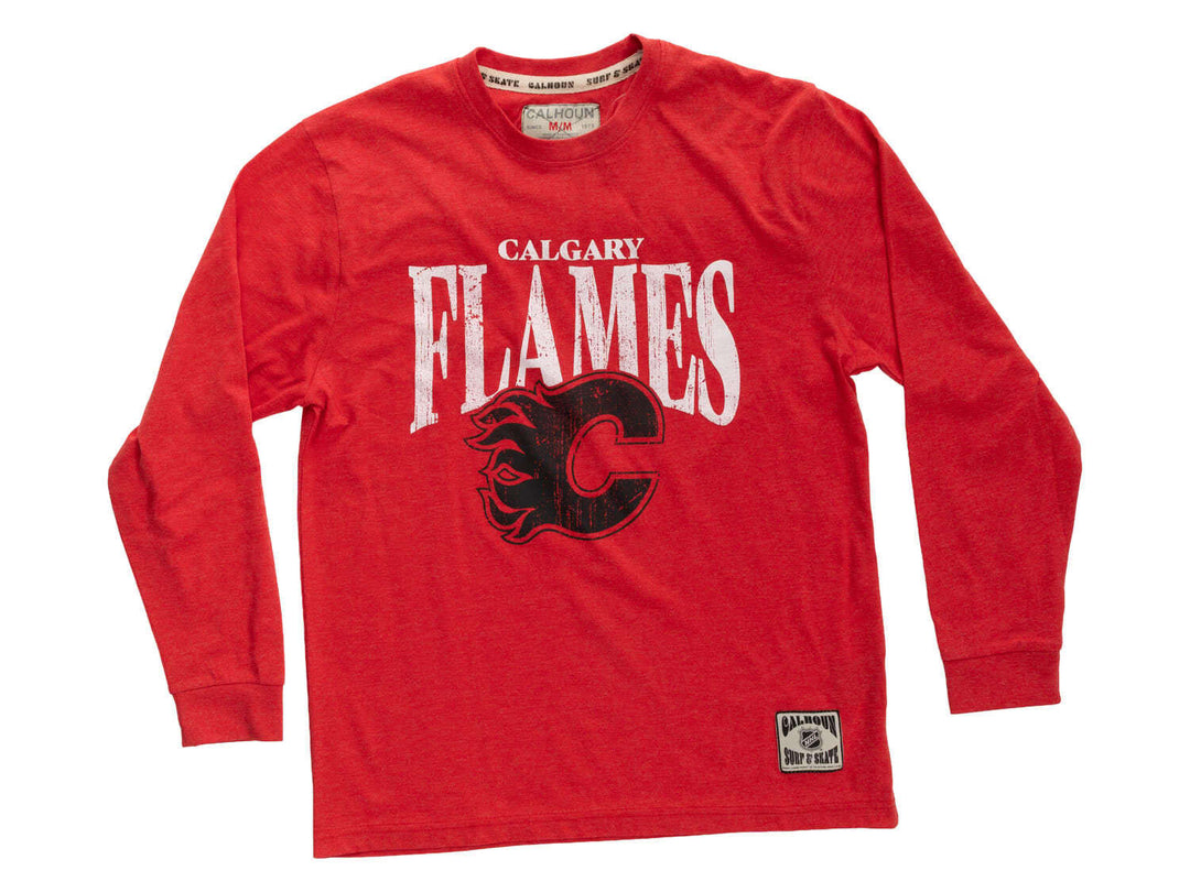 Official NHL Licensed Calgary Flames Vintage Wash Long Sleeve Shirt