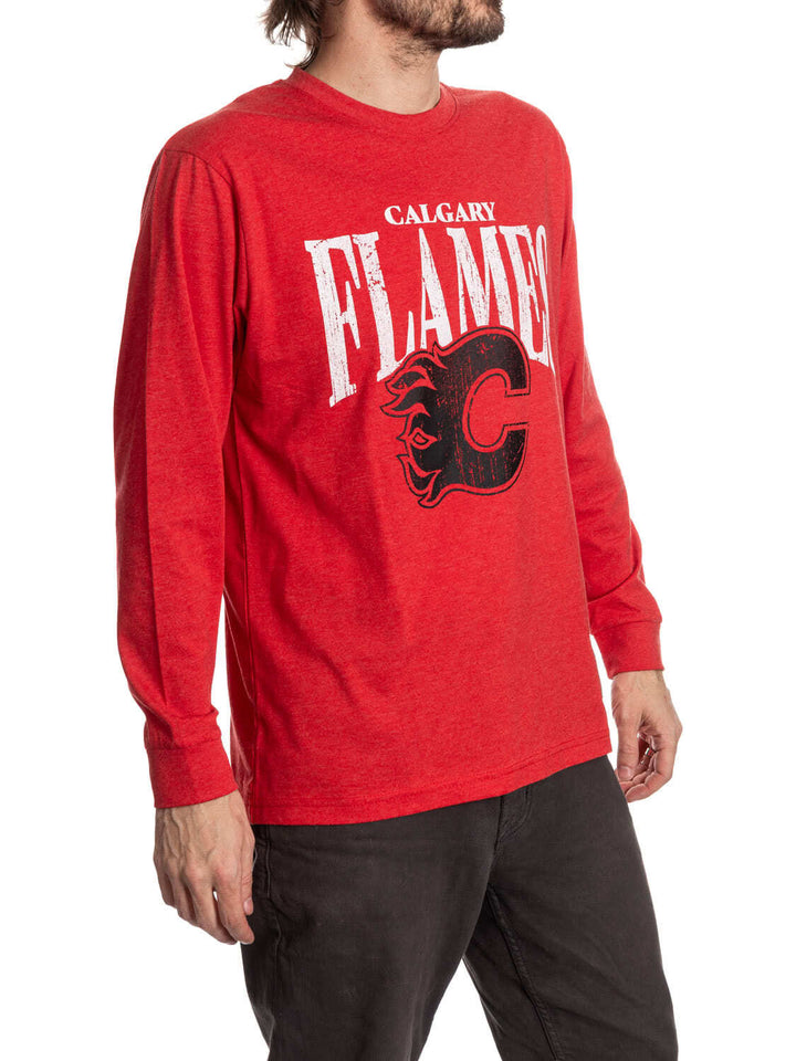 Official NHL Licensed Calgary Flames Vintage Wash Long Sleeve Shirt