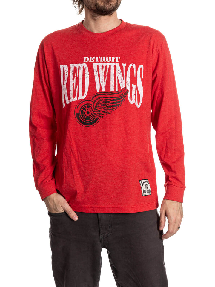 Official licensed NHL Detroit Red Wings Vintage Wash Long Sleeve Shirt