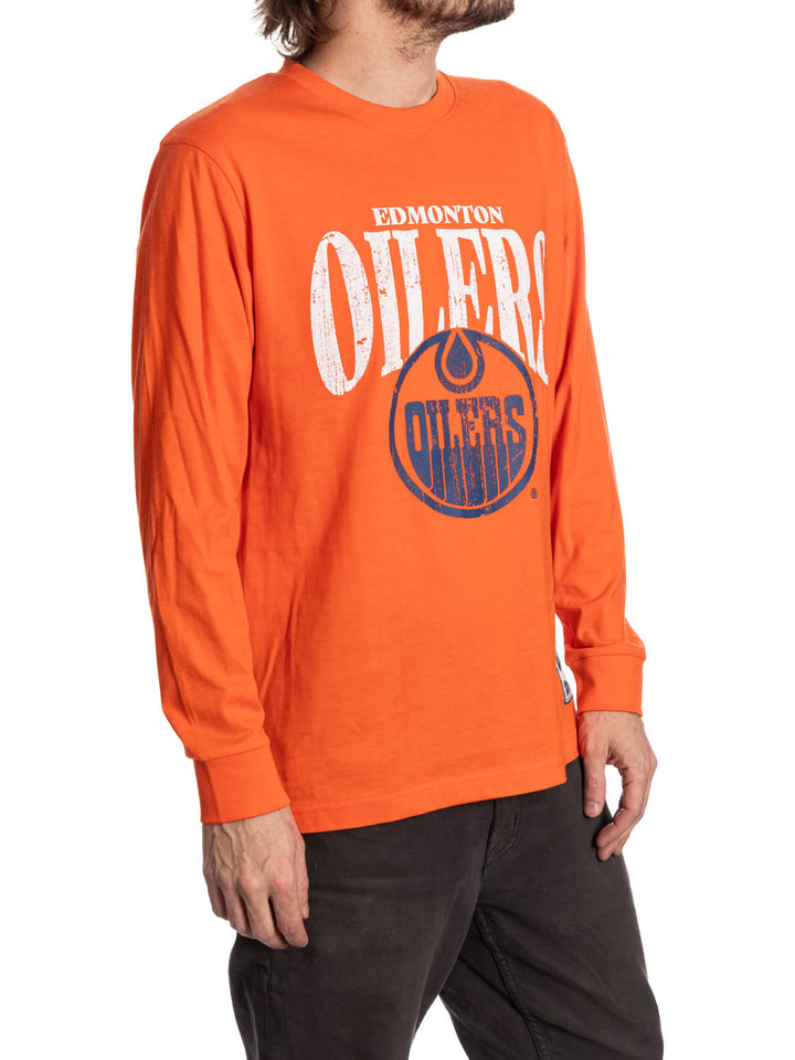 Official NHL Licensed Edmonton Oilers Vintage Wash Long Sleeve Shirt