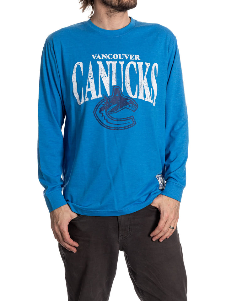 Official Licensed NHL Vancouver Canucks Vintage Wash Long Sleeve Shirt