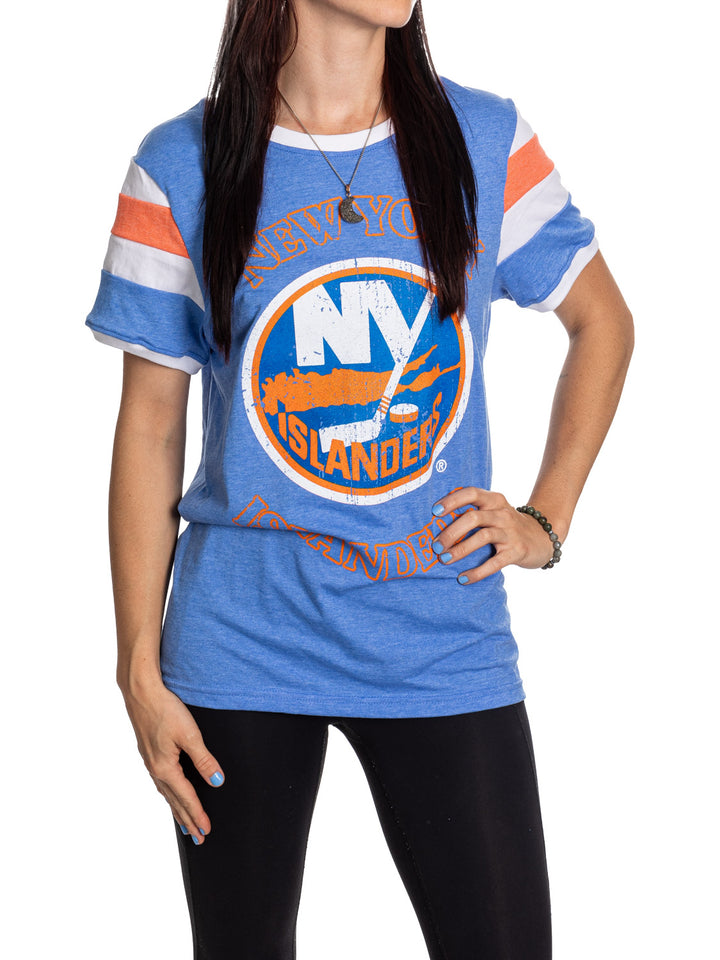 New York Islanders Ladies Loose Fit Varsity Style Retro Lounge T-Shirt