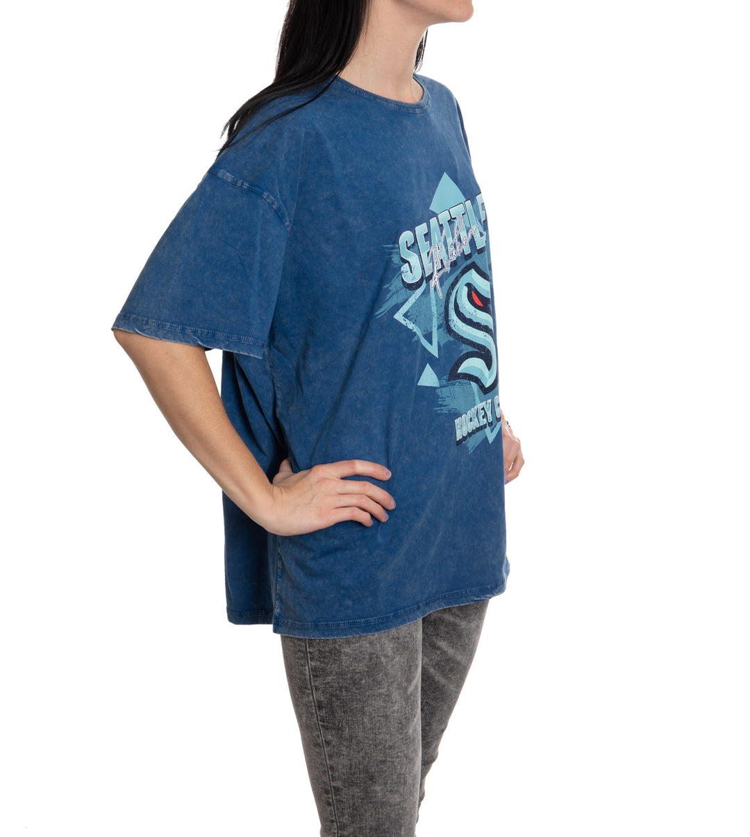 Retro Seattle Kraken Oversized Drop Shoulder Vintage Crewneck Short Sleeve T-Shirt