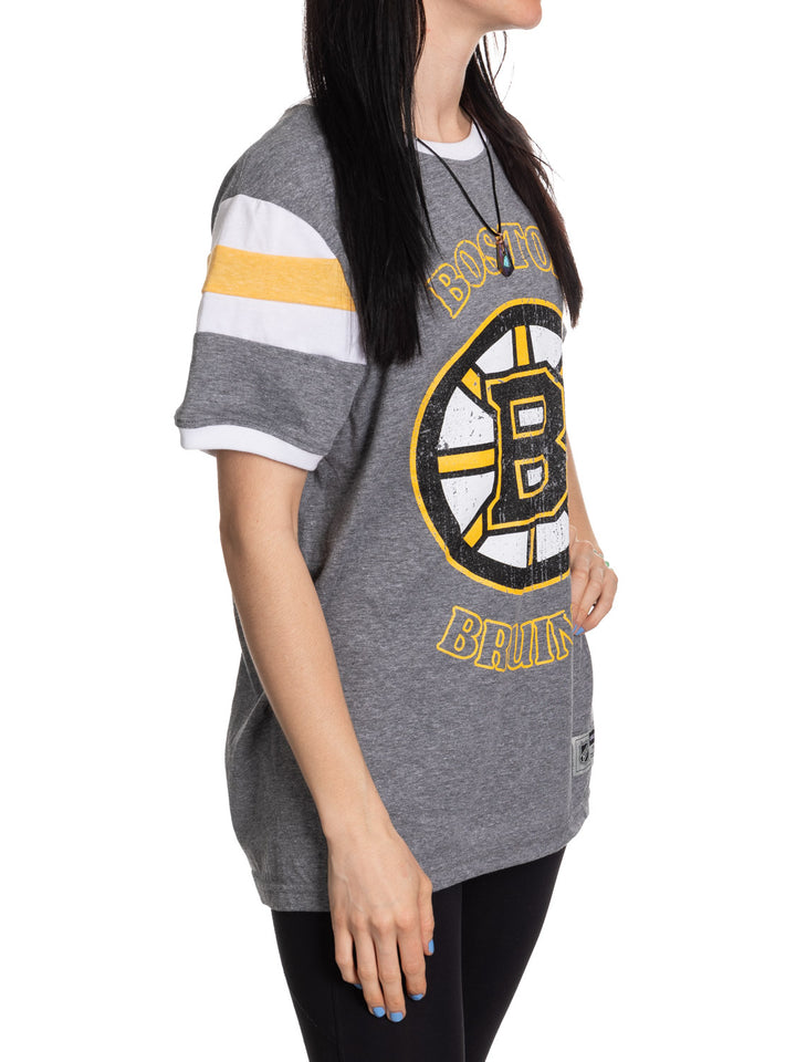 Boston Bruins Ladies Loose Fit Varsity Style Retro Lounge T-Shirt