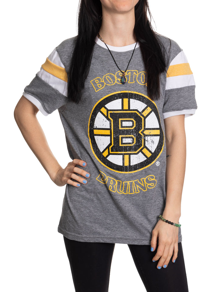 Boston Bruins Ladies Loose Fit Varsity Style Retro Lounge T-Shirt