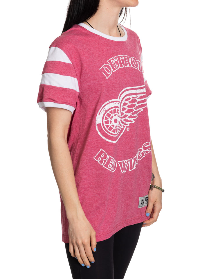 Detroit Red Wings Ladies Loose Fit Varsity Style Retro Lounge T-Shirt