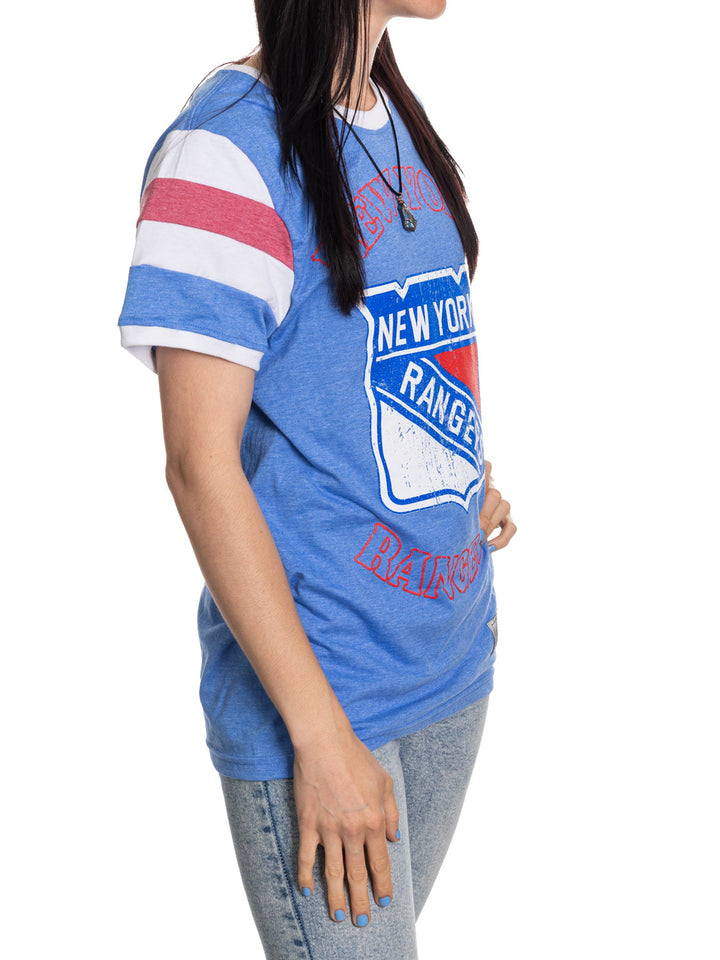 New York Rangers Ladies Loose Fit Varsity Style Retro Lounge T-Shirt