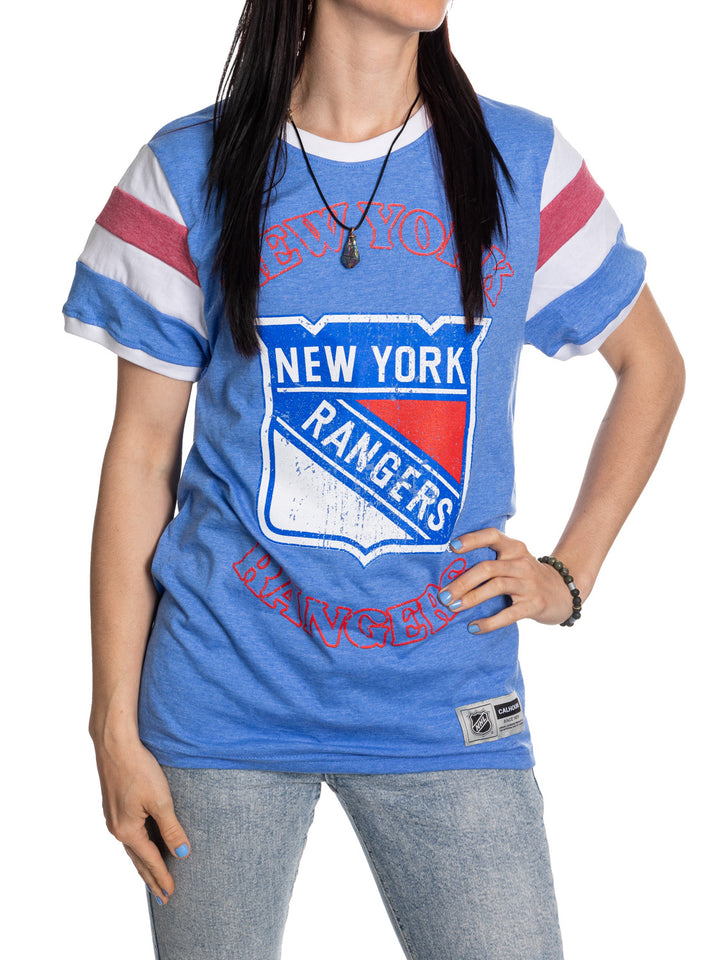 New York Rangers Ladies Loose Fit Varsity Style Retro Lounge T-Shirt