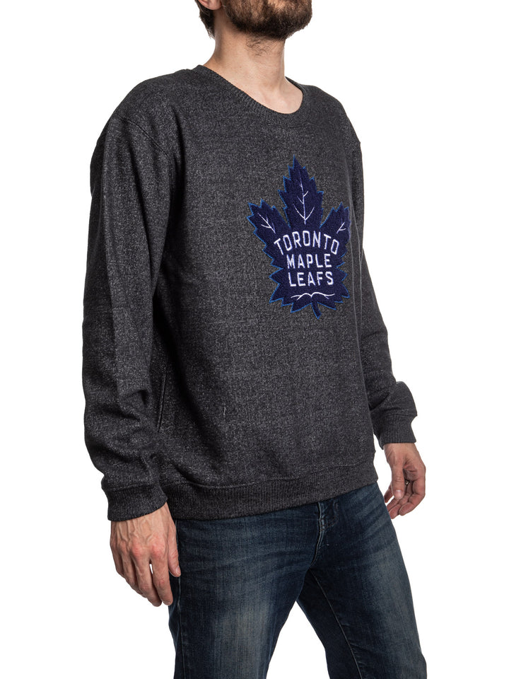 Toronto Maple Leafs blackout NHL Unisex Cabin Crew Neck Sweater with Chenille logo