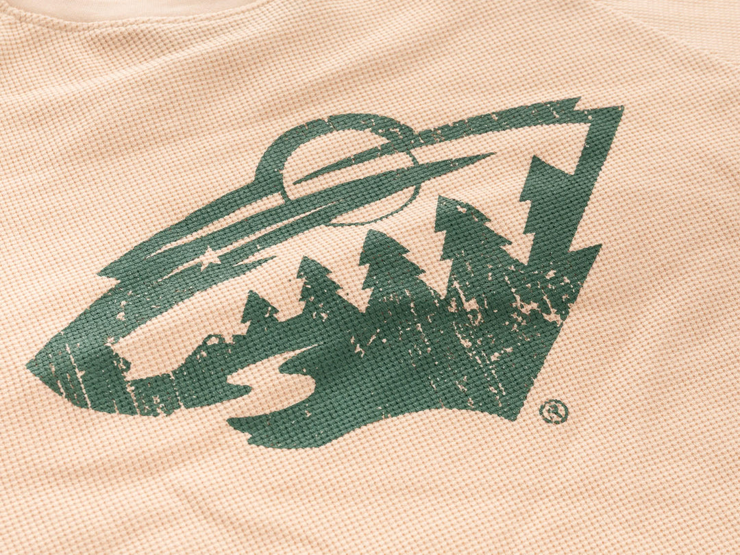 Official Licensed NHL Minnesota Wild Long Sleeve Waffle Crewneck