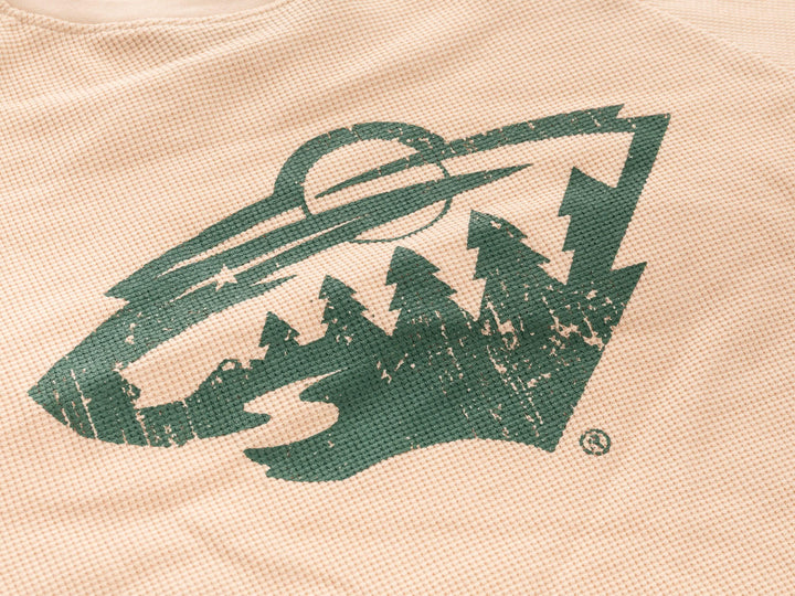 Official Licensed NHL Minnesota Wild Long Sleeve Waffle Crewneck