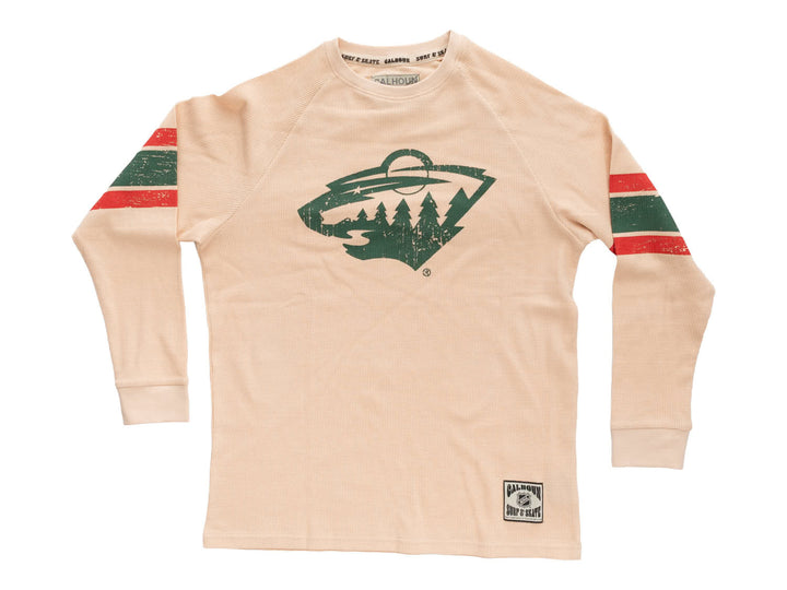Official Licensed NHL Minnesota Wild Long Sleeve Waffle Crewneck
