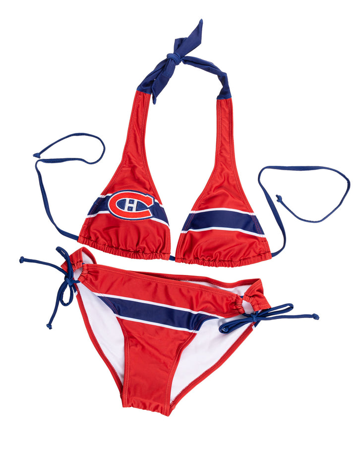 Montreal Canadiens Striped Halter Top Bikini