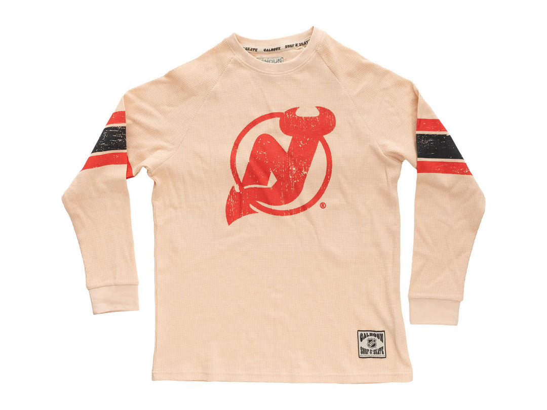 Official Licensed NHL New Jersey Devil Long Sleeve Waffle Crewneck