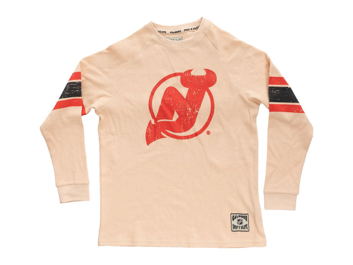 Official Licensed NHL New Jersey Devil Long Sleeve Waffle Crewneck