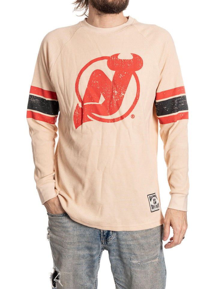 Official Licensed NHL New Jersey Devil Long Sleeve Waffle Crewneck