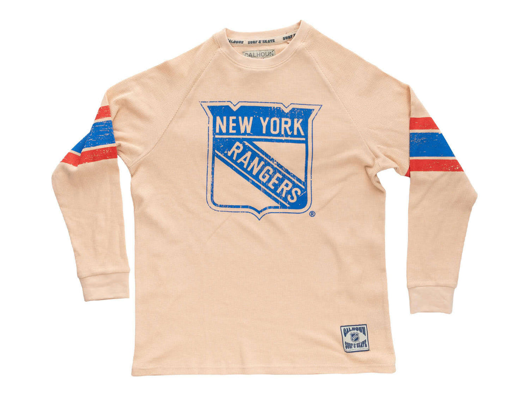 Official Licensed NHL N.Y. Rangers Long Sleeve Waffle Crewneck