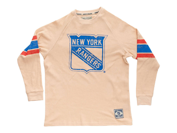 Official Licensed NHL N.Y. Rangers Long Sleeve Waffle Crewneck